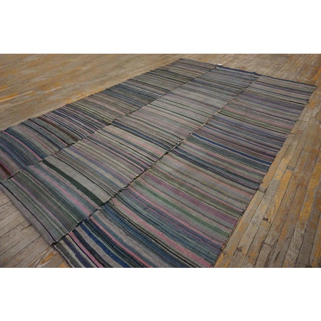 American 1920s Multicolor Stripe Design Antique American Shaker Flat Weave Cotton Rag Rug For Sale - Image 3 of 14