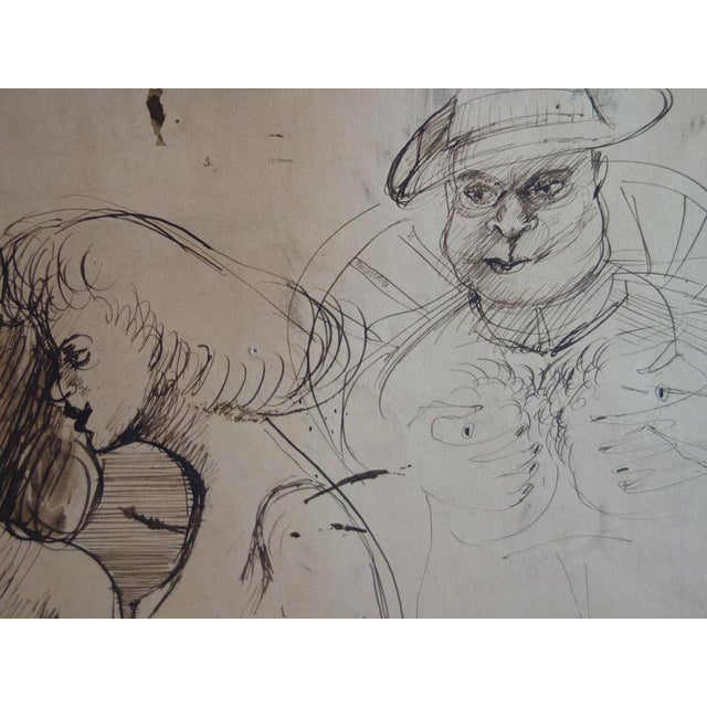 Edouard Goerg Brothel scene Original drawing in brown ink and wash Bearing the stamp of the workshop sale on paper 25 x 32...