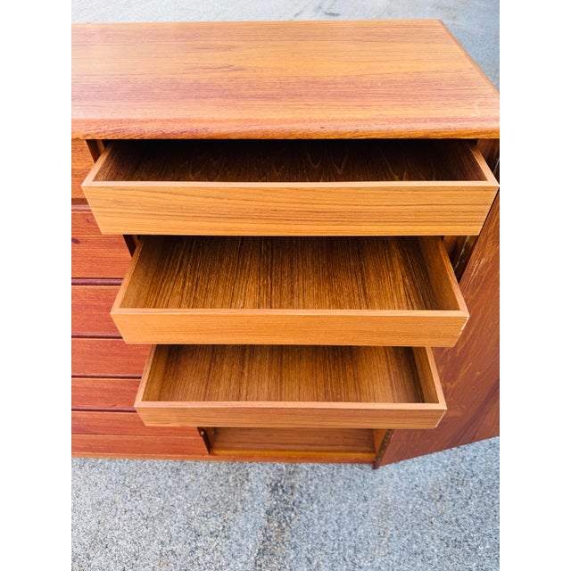 Vintage 1970s Danish Teak Highboy Dresser Armoire Chest Wardrobe For Sale - Image 11 of 13