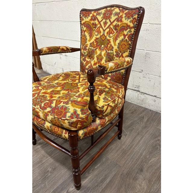 1960s Vintage 1960s Barnard & Simonds Co. Louis XIII Style Upholstered Armchair For Sale - Image 5 of 9