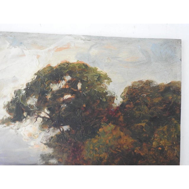 Rustic European Late 19th Century Barbizon School Landscape With Fisherman Painting For Sale - Image 3 of 8