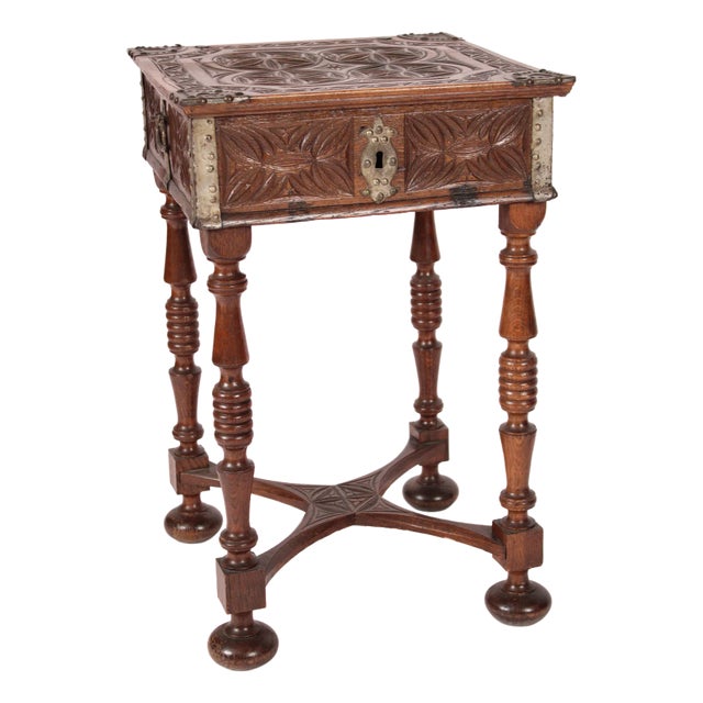 Spanish Baroque Style Oak Occasional Table For Sale