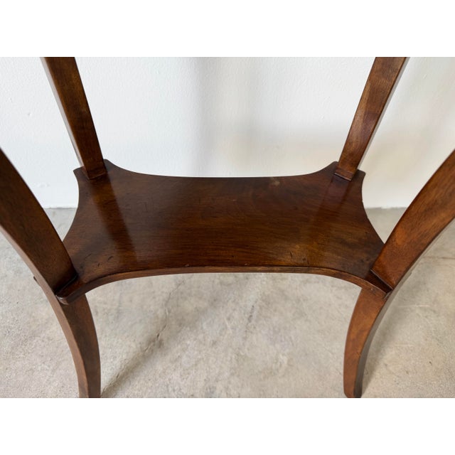 Vintage Italian Walnut Oval Side Table / Nightstand With Drawer For Sale - Image 4 of 12
