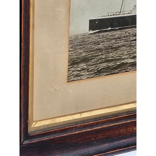 Antique Oak Framed “Cunard Liner Lusitania” Maritime Photo Print Early 1900s For Sale - Image 9 of 15