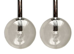 Mid-Century Space Age German Glass and Chrome Ball Lamps, 1960s, Set of 22