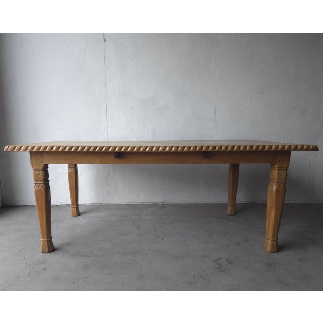 Farmhouse Rustic European Style Hand Crafted Dining Table For Sale - Image 3 of 7