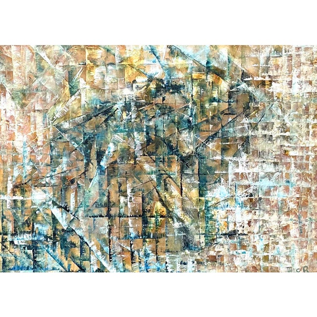 Mid-Century Modern Vintage Original Abstract Oil on Painting For Sale - Image 3 of 12