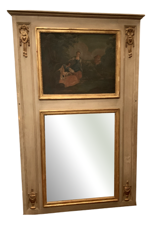 Louis XVI Style Trumeau in Patinated and Gilded Wood