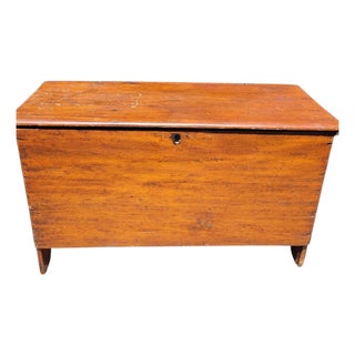 Primitive Early American Pine Blanket Chest Rustic Home Decor Storage Box For Sale