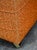 Textile Mid Century Modern Ottoman Stool Rectangular Cushion Orange Vintage Rolling Seat For Sale - Image 7 of 11