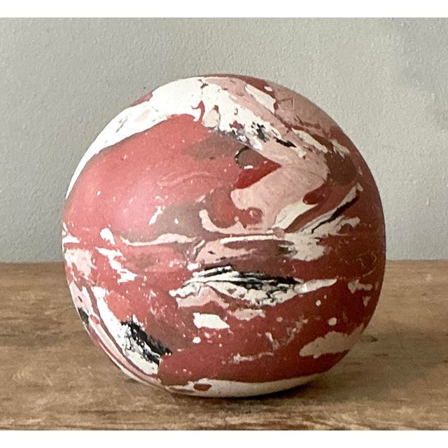 Vintage Boho Artisanal Scagliola Pigmented Plaster Sphere For Sale - Image 4 of 8