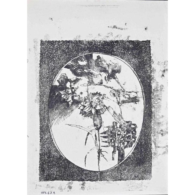Flowers is an original Contemporary Artwork realized by Leo Guida in the 1960s. Original B/W Lithograph on paper. Perfect...