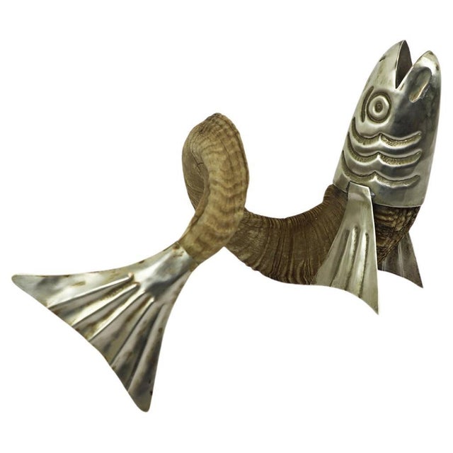 1970s Mexican ram's horn in fish form For Sale - Image 13 of 17