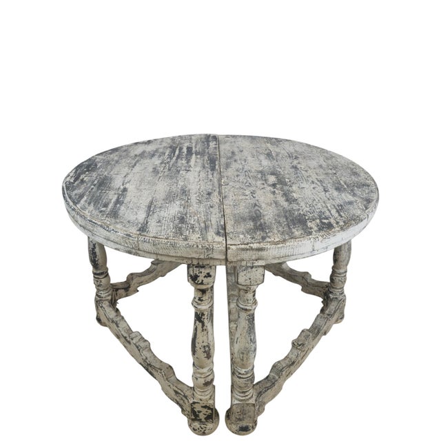 Distressed Gray and White Demi-Lune Wall Consoles, 1990s, Set of 2 For Sale - Image 6 of 9
