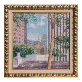 Plaza Fountain, Signed Oil Painting by Diane Monet For Sale