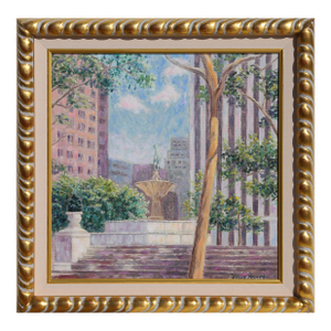 Plaza Fountain, Signed Oil Painting by Diane Monet