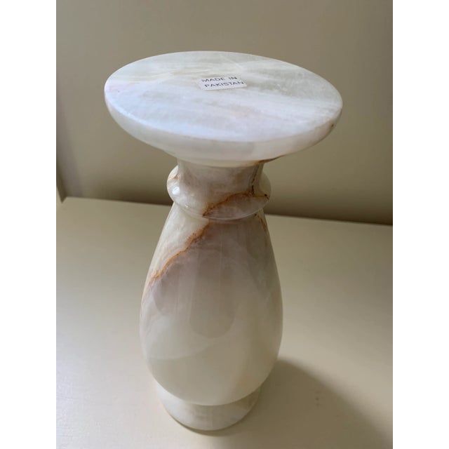Antique White Transitional Honey Large Marble Onyx Vase For Sale - Image 8 of 10