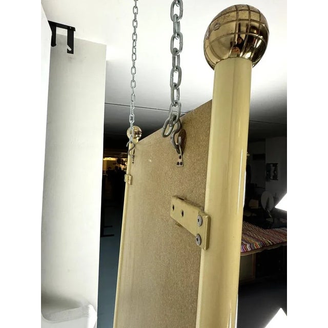 Fair vintage condition with slight trace of age and use for this mirror in the style of Tommaso Barbi. Made from brass,...