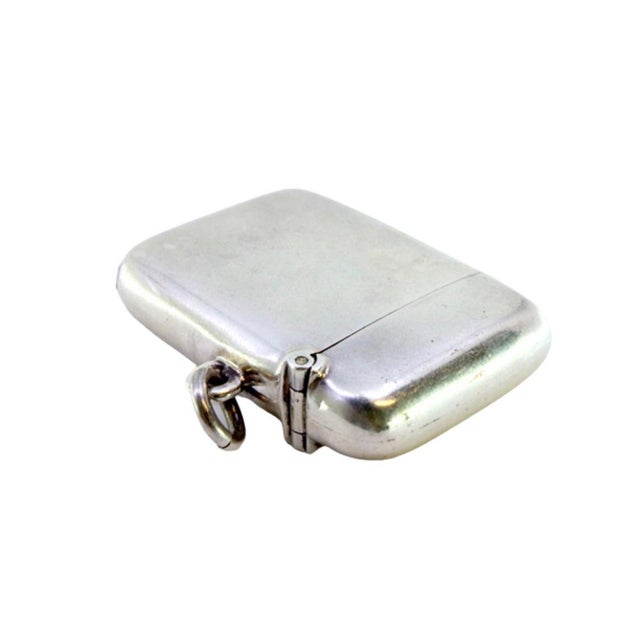 Metal Plain Silver Matchbox with Hanging Ring For Sale - Image 7 of 7