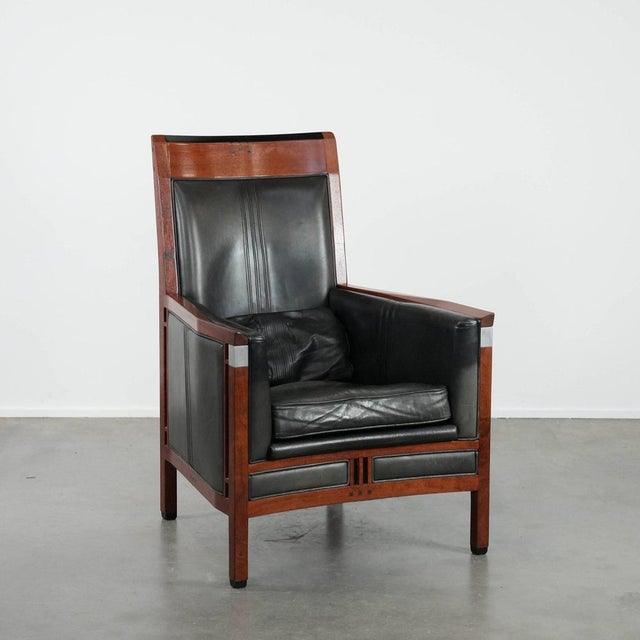 Art Deco Decoforma Series Armchair in Black Cowhide and Wood For Sale - Image 14 of 14