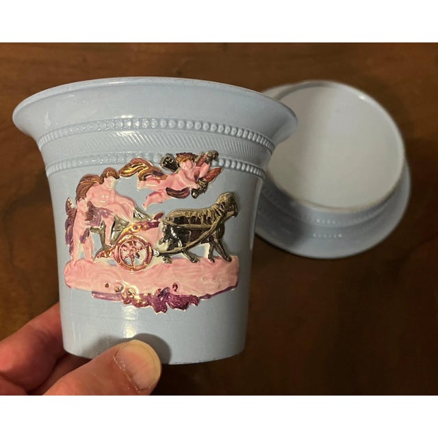 Antique early 19th century English Regency Hackwood luster flower pot and stand circa 1820. The pot decorated on two sides...