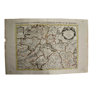 The Loire Valley of France: A 17th C. Hand-Colored Map by Sanson and Jaillot, 1692 For Sale