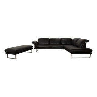 Sherry Leather Corner Sofa and Ottoman from Willi Schillig, Set of 2 For Sale