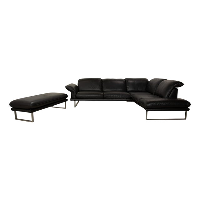 Sherry Leather Corner Sofa and Ottoman from Willi Schillig, Set of 2 For Sale