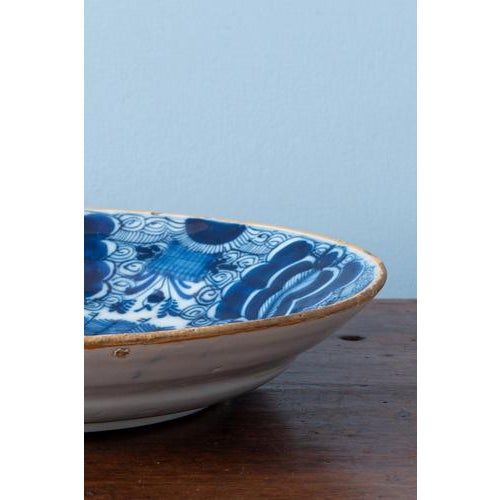 18th Century Dutch Delft Blue and White Peacock Plates, Set of 2 For Sale - Image 11 of 16