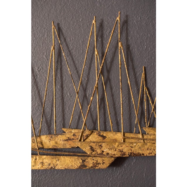 1970s J. Gaylord Ortman Mid Century Wall Hanging Abstract Sailboat Metal Sculpture For Sale - Image 5 of 9