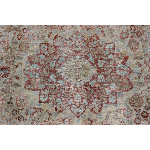 Antique Persian Sultanabad Rug With Central Rosette Medallion and Soft Red 10'5 X 13'10 For Sale - Image 9 of 10