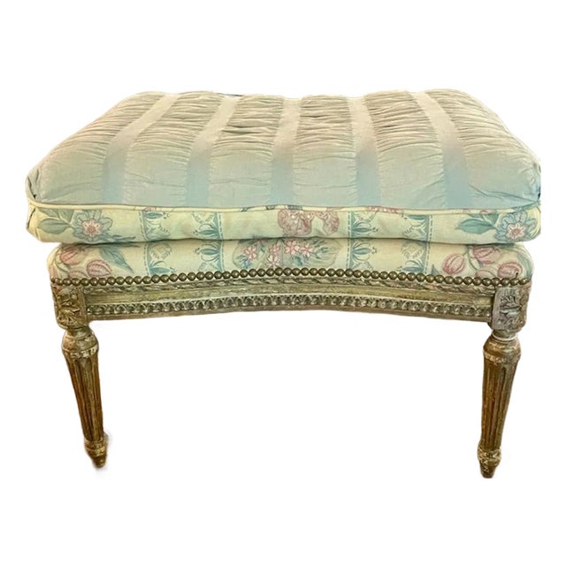 19th C. French Louis XVI Giltwood Ottoman For Sale
