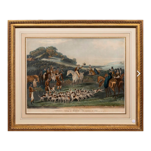Mid 19th Century After Francis Calcraft Turner “The Noble Tips” Fox Hunt Lithograph, Hand-Colored, Gilt Framed