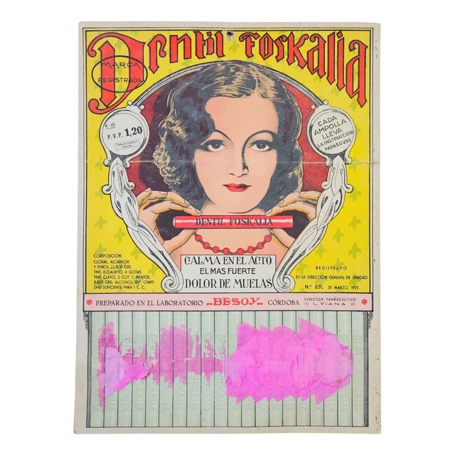 Vintage Advertising Cardboard from Foskali Dento, 1921 For Sale