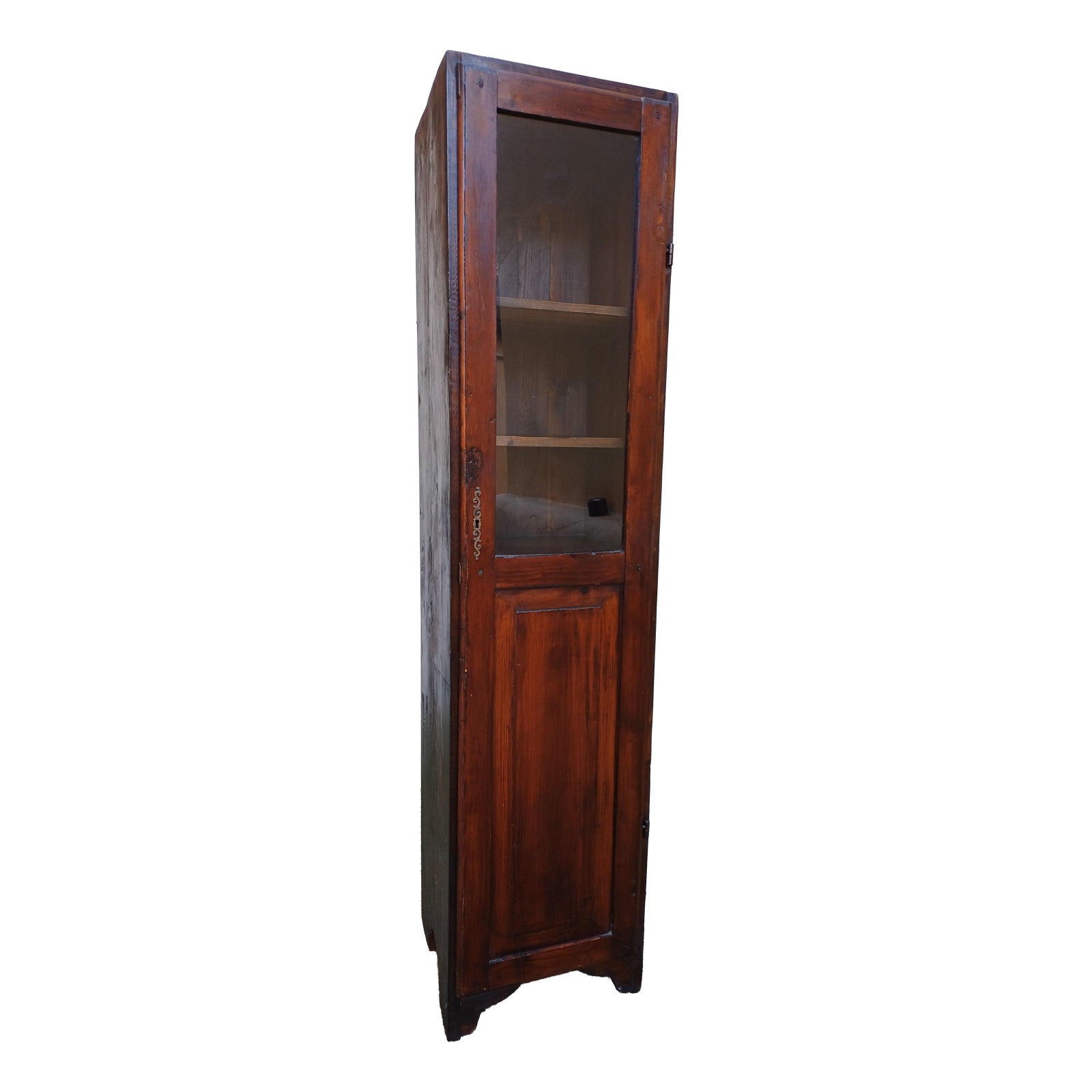 Antique Tuscan Chestnut Display Cabinet, Early 20th Century | Chairish