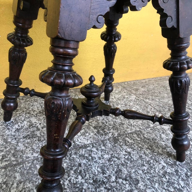 Wood Antique Historicism Turned Stool, Early 20th Century For Sale - Image 7 of 14