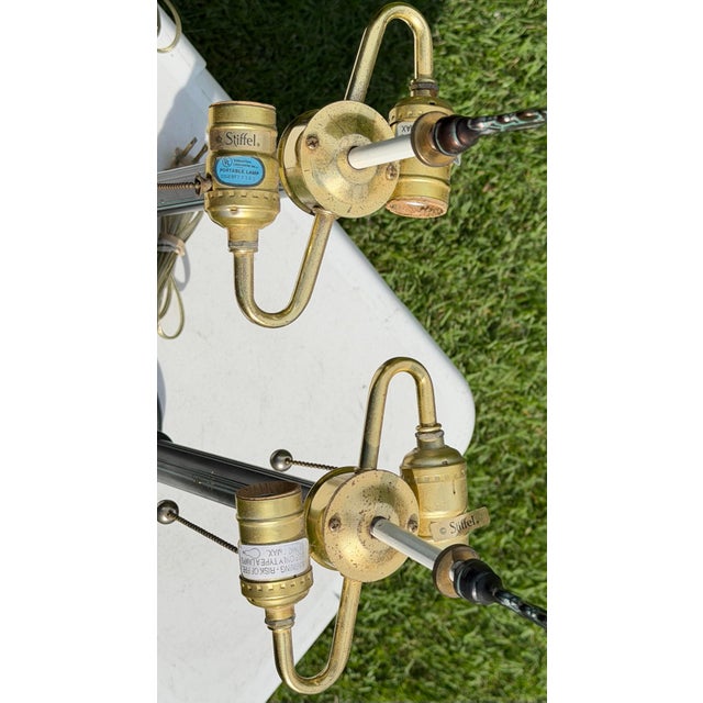 Vintage Stiffel Neoclassical Bronze Table Lamps, Pair For Sale - Image 9 of 12