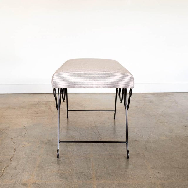 Not Yet Made - Made To Order Panoplie Iron Double Loop Bench, Brown Stripe For Sale - Image 5 of 7