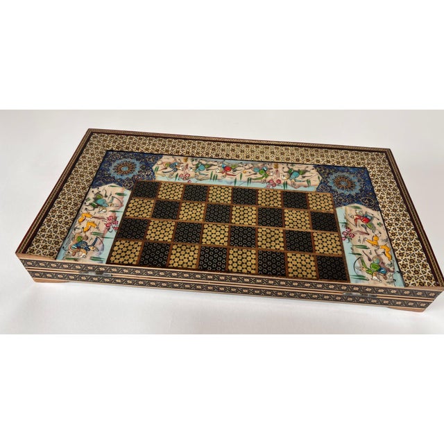 Persian Khatamkari Backgammon and Chess Box For Sale - Image 12 of 18