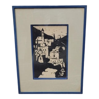1960s Woodblock Print by Israeli Artist Jacob Pins For Sale