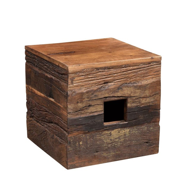 1990s 1990s Solid Wood Square Coffee Table With Pull Out Seating Stools For Sale - Image 5 of 7