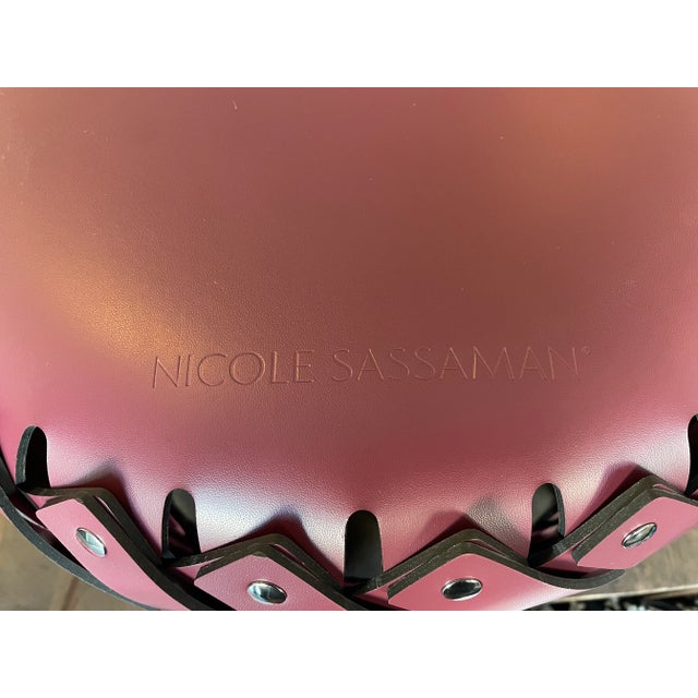 Medium Braided Basket Burgandy For Sale - Image 4 of 5