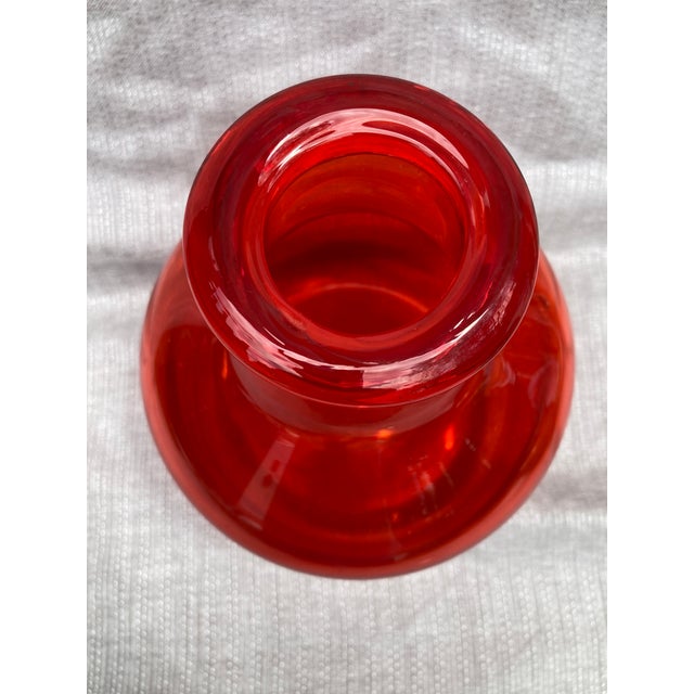 Vintage Reddish Orange Art Glass Kosta Boda Bottle For Sale - Image 9 of 14
