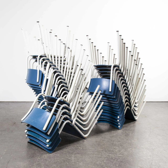 Blue German Military Stacking Dining Chair in Blue by Michael Thonet, 1970s For Sale - Image 8 of 14