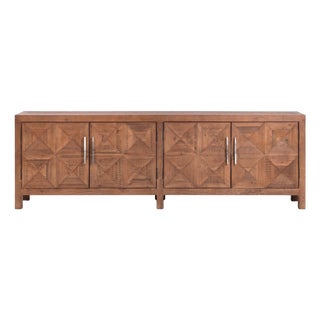 Salvaged Diamond Parquet Sideboard Credenza For Sale