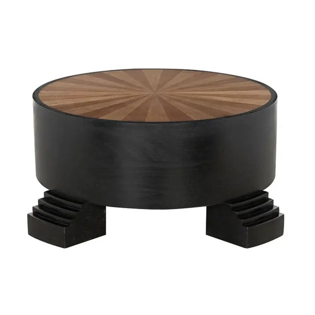 Mid-Century Modern NOIR Tambour Coffee Table, Hand Rubbed Black with Veneer Top For Sale - Image 3 of 5