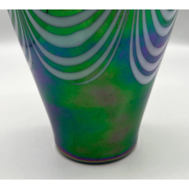 Vintage Iridescent Pulled-Feather Art Glass Vase— Mt. St. Helens / Pacific Northwest Studio (Attributed) — Mid-Century Modern/ Hollywood Regency/ Glam For Sale - Image 12 of 12