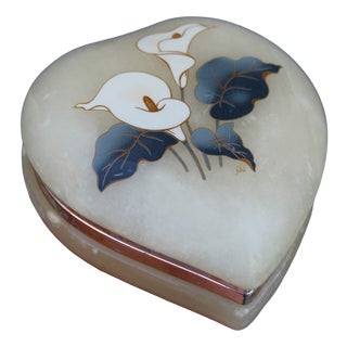 Alabaster Heart-Shaped Jewelry Box, Italy, 1960s For Sale