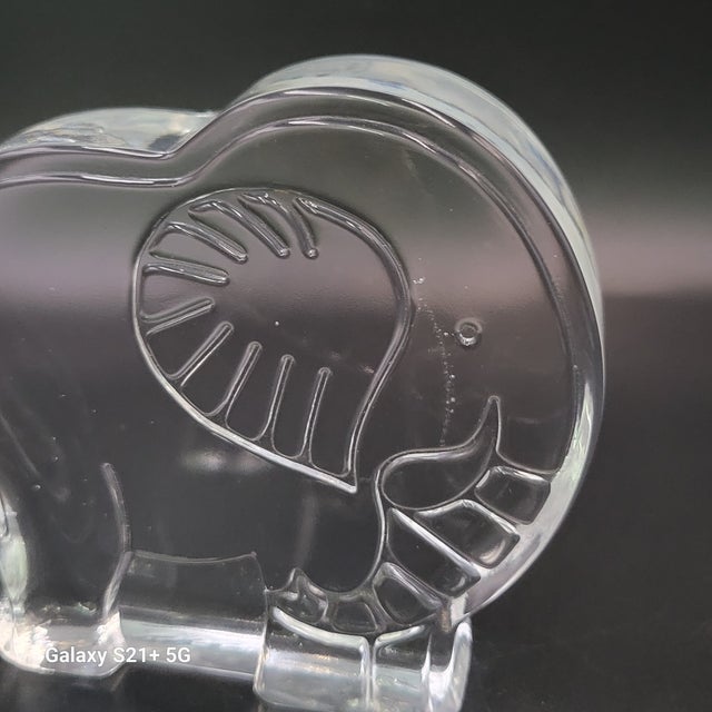 Glass Vintage Dansk Glasburk Lead Crystal Elephant Paperweight Figurine Designed by Naiad Einsel, 1970s For Sale - Image 7 of 13