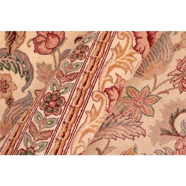 Textile Floral 1990's Pak-Persian Ivory/Pink Wool Rug - 6'0'' X 9'2'' For Sale - Image 7 of 9